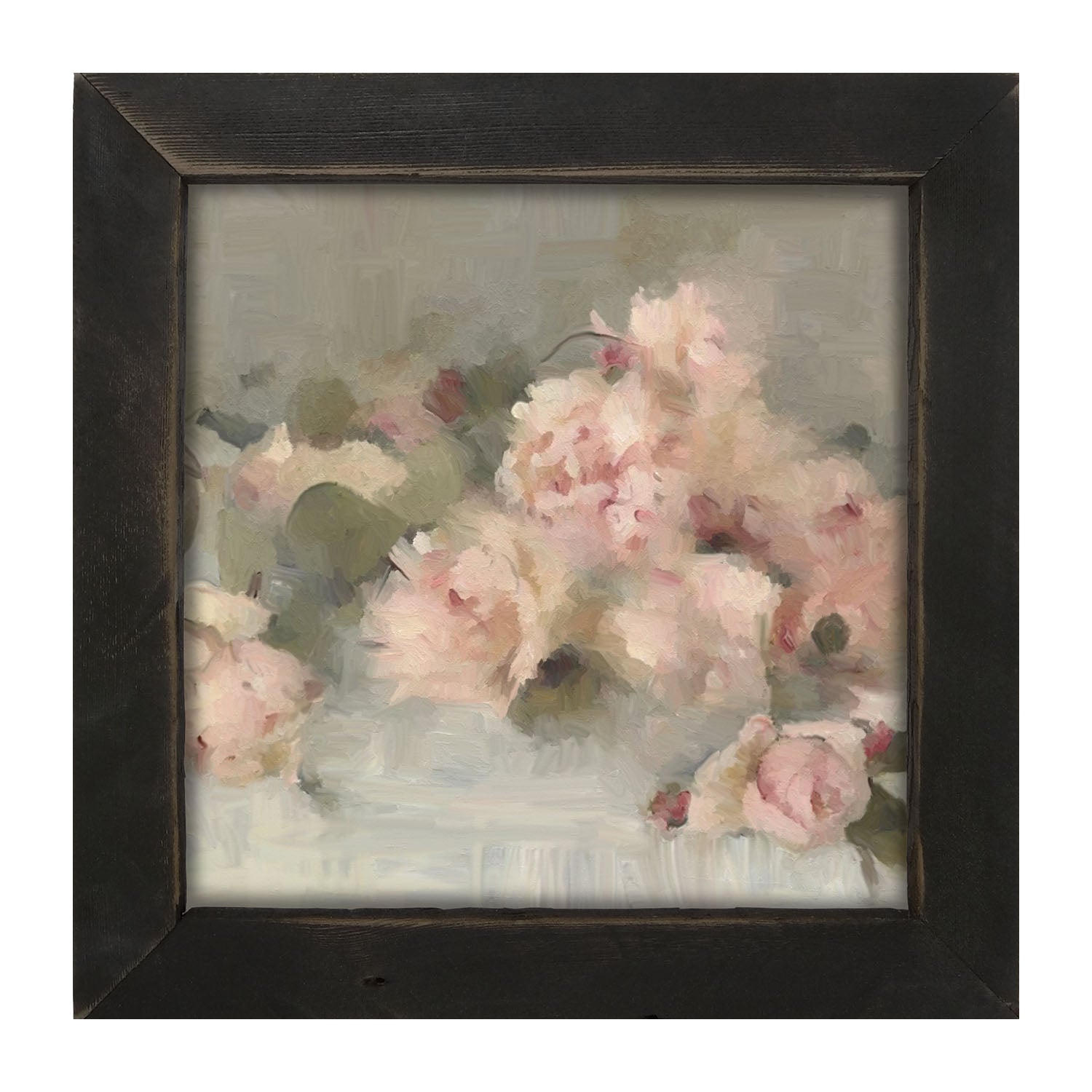 Pale Roses on Linen - Framed art