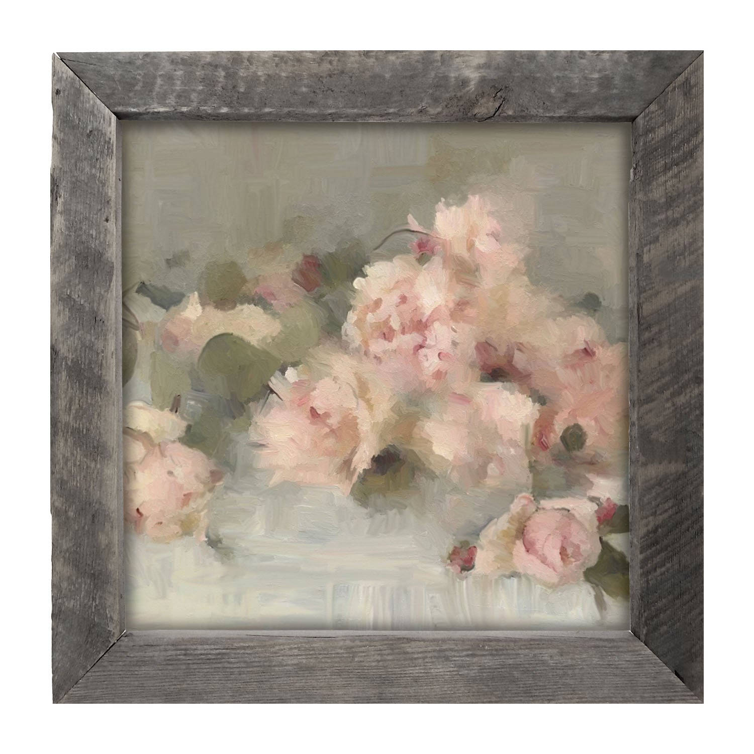 Pale Roses on Linen - Framed art