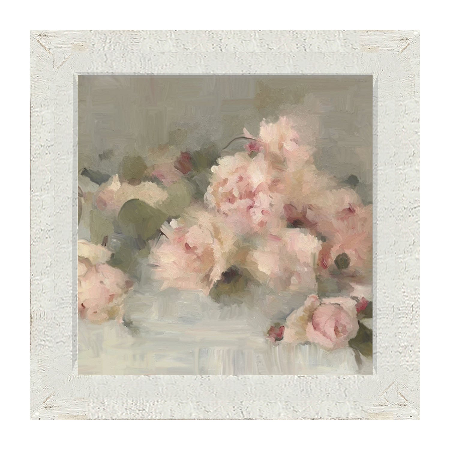 Pale Roses on Linen - Framed art