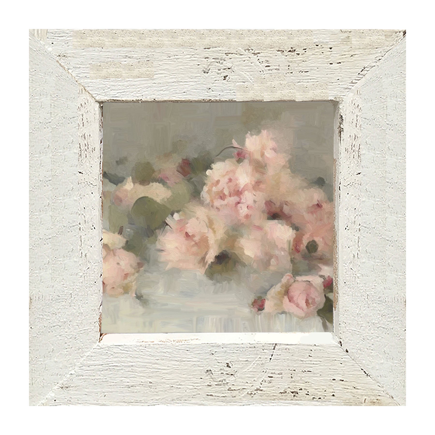 Pale Roses on Linen - Framed art