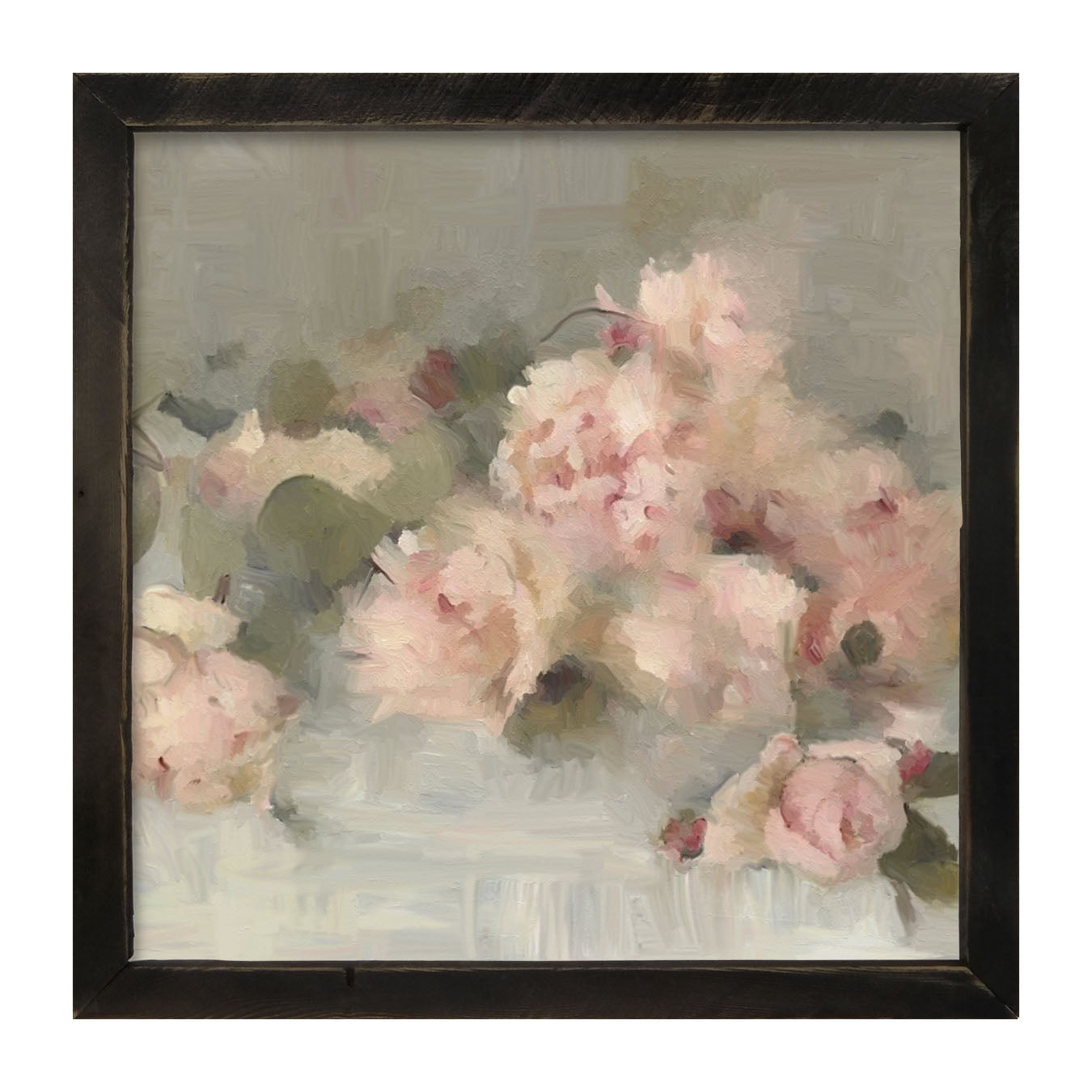 Pale Roses on Linen - Framed art