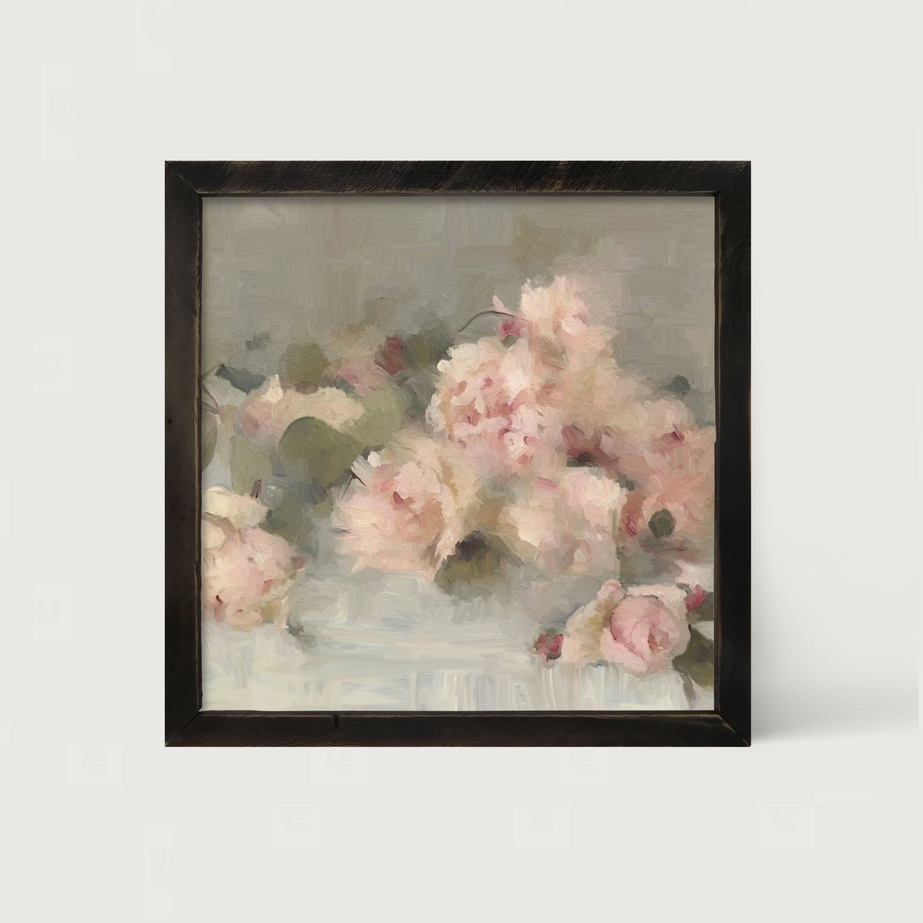 Pale Roses on Linen - Framed art