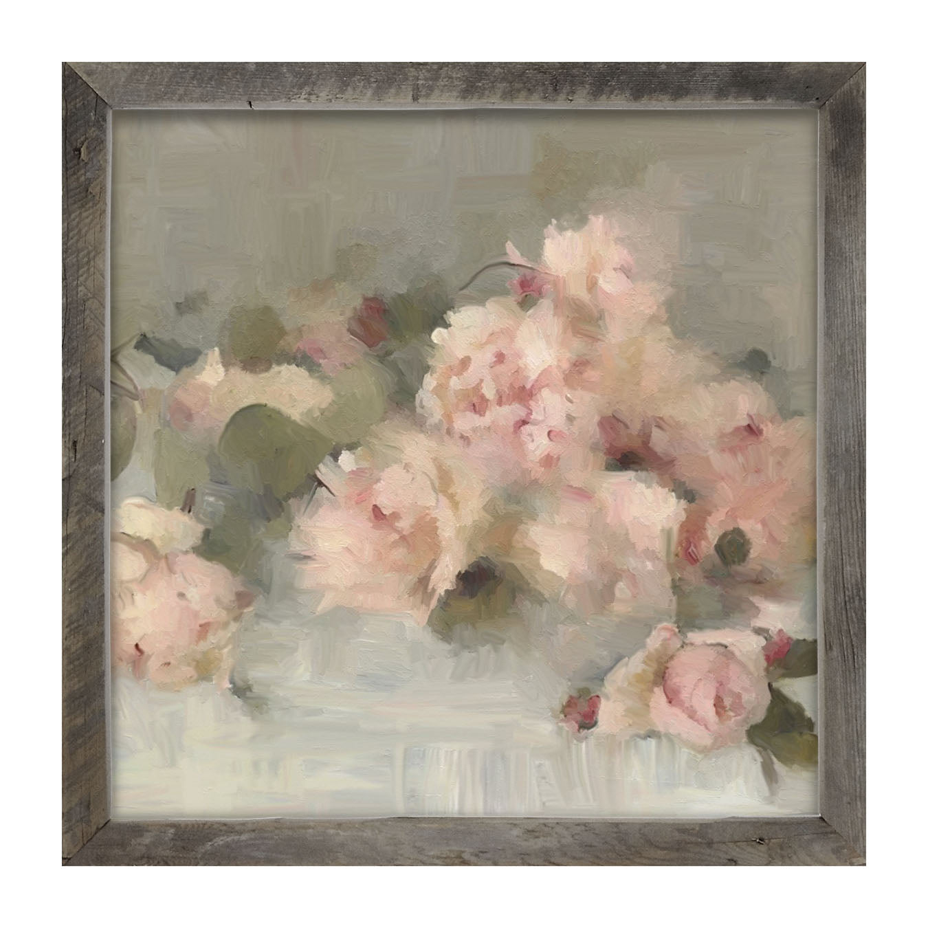 Pale Roses on Linen - Framed art