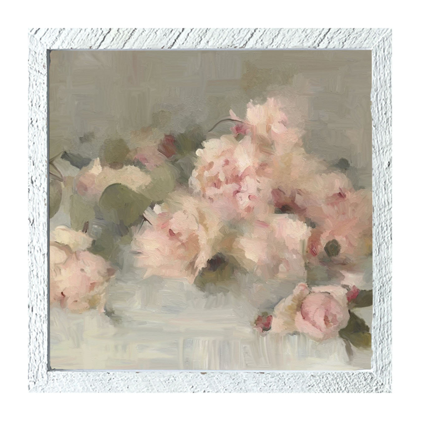 Pale Roses on Linen - Framed art