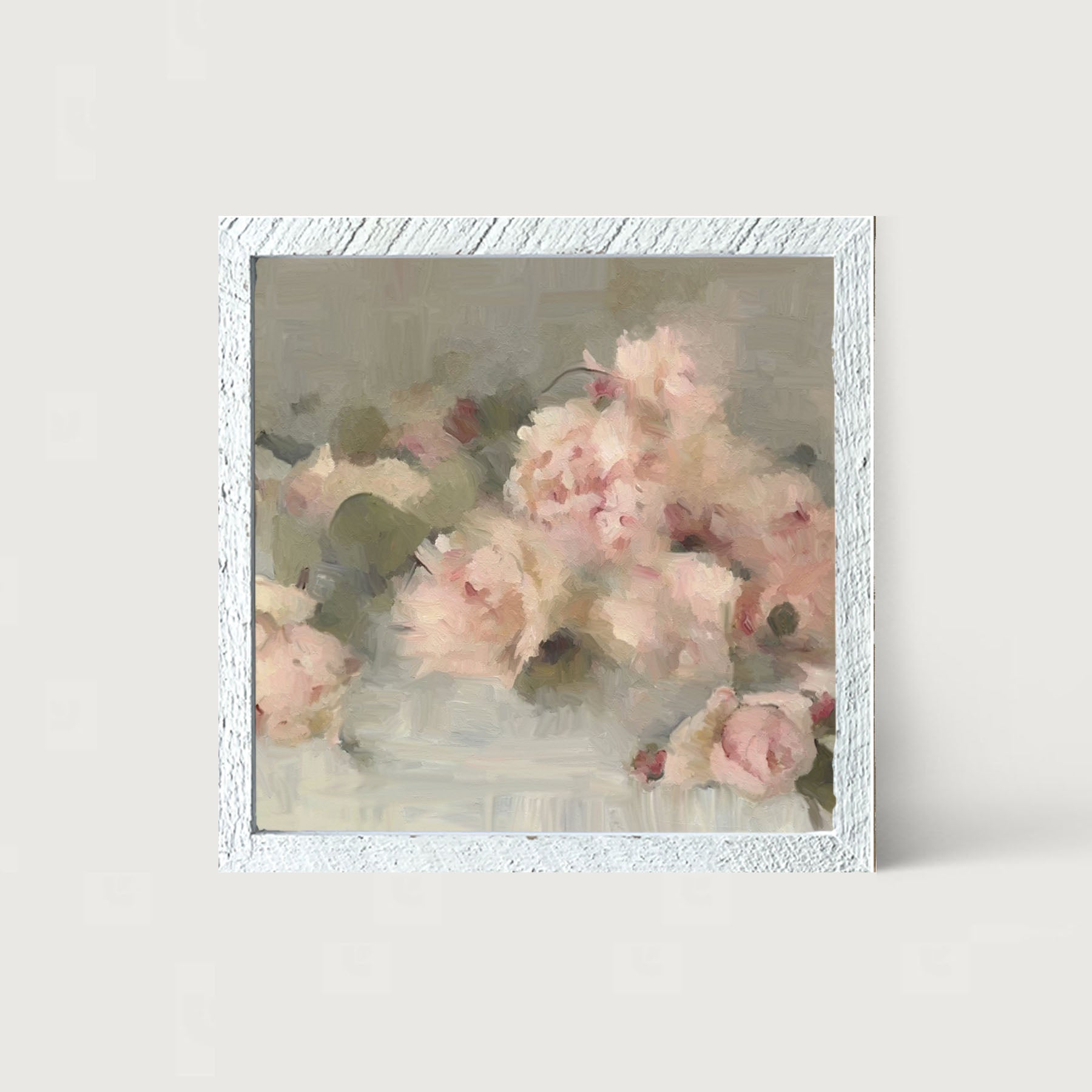 Pale Roses on Linen - Framed art