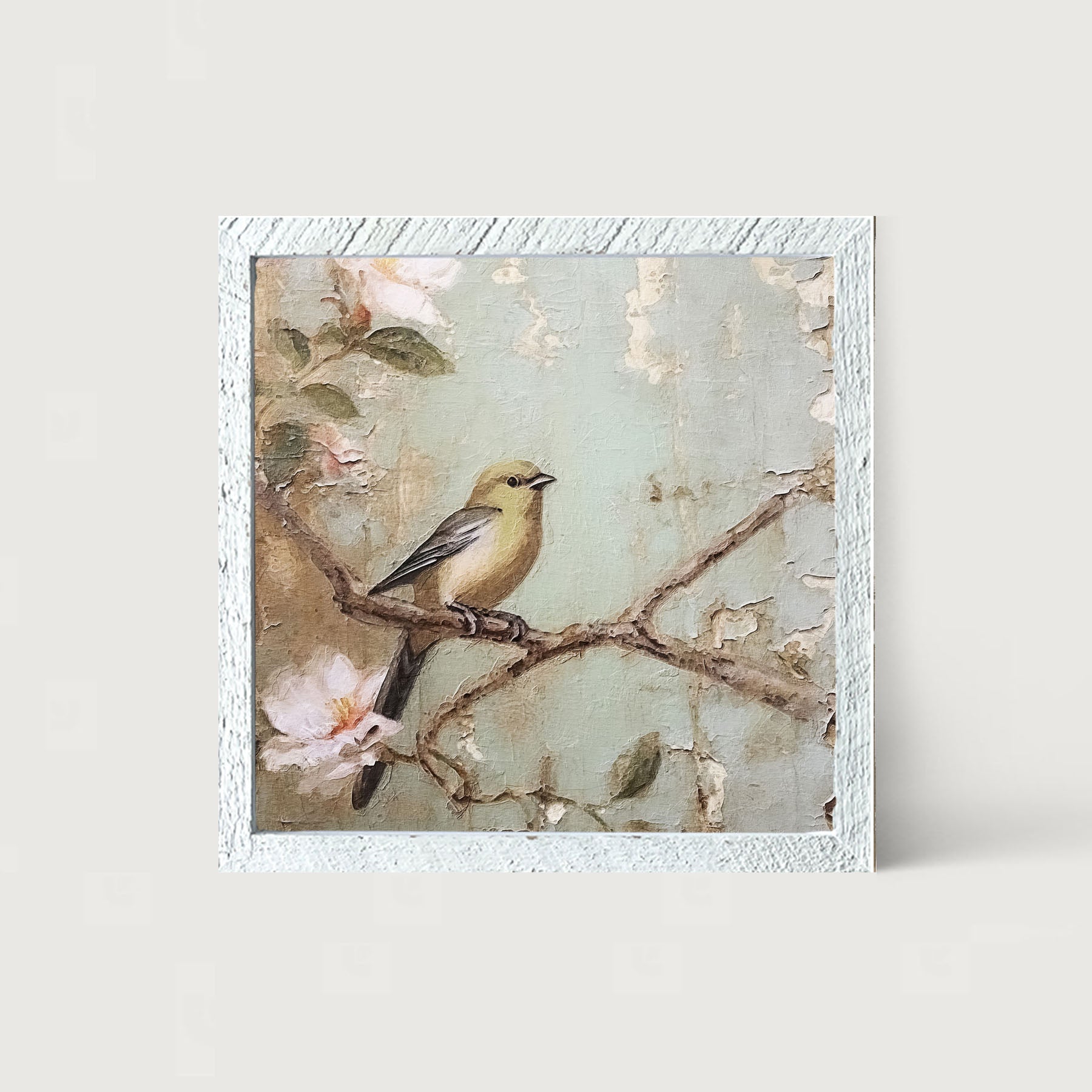 Yellow bird on branch - Framed Art