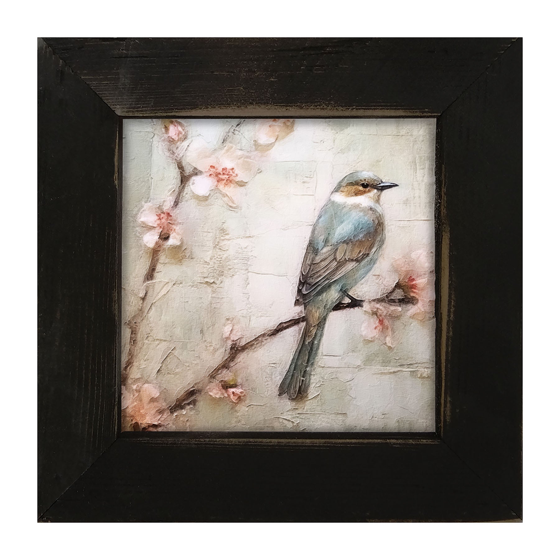 Blue bird on branch - Framed art