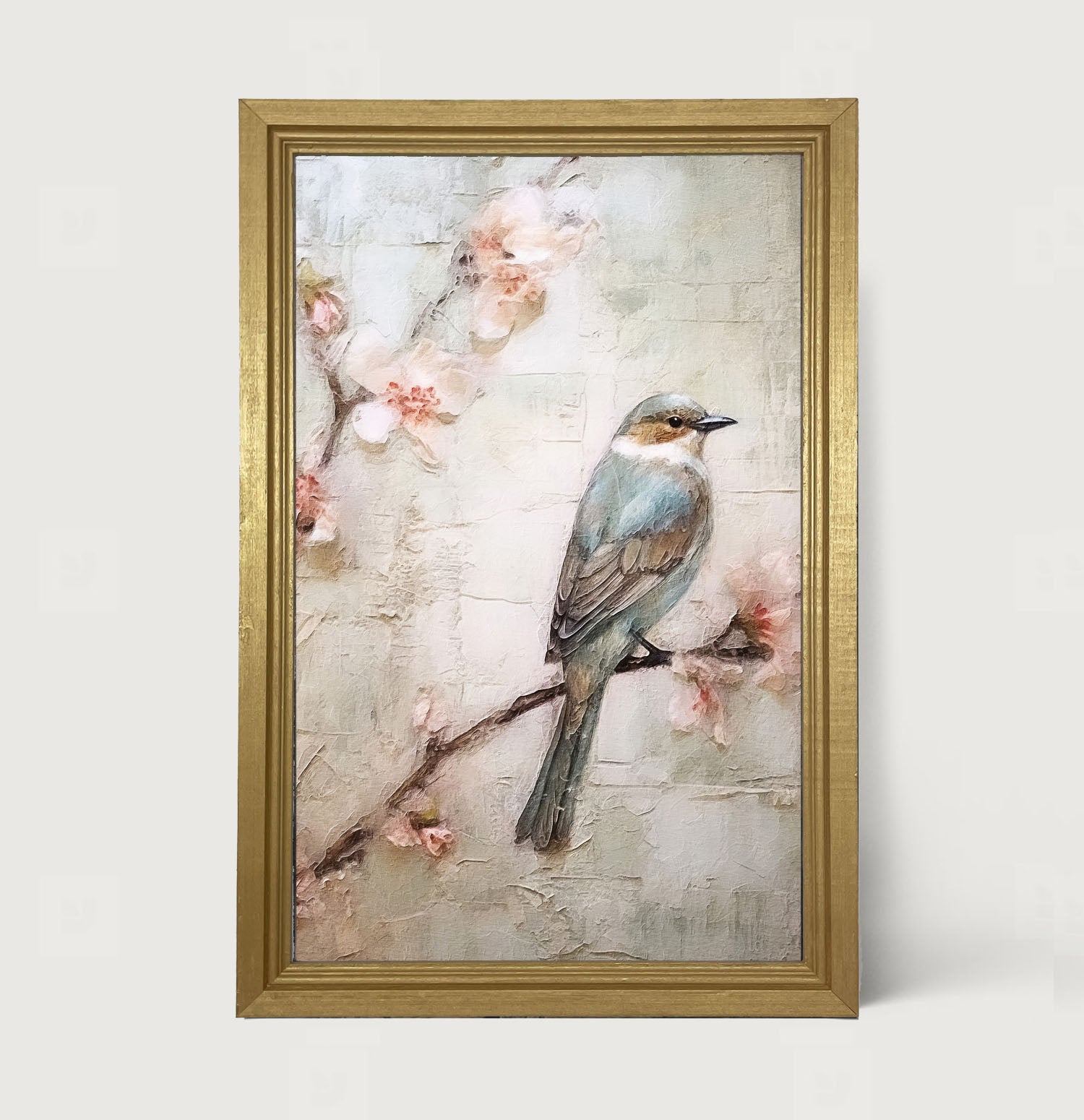 Blue bird on branch - Framed art