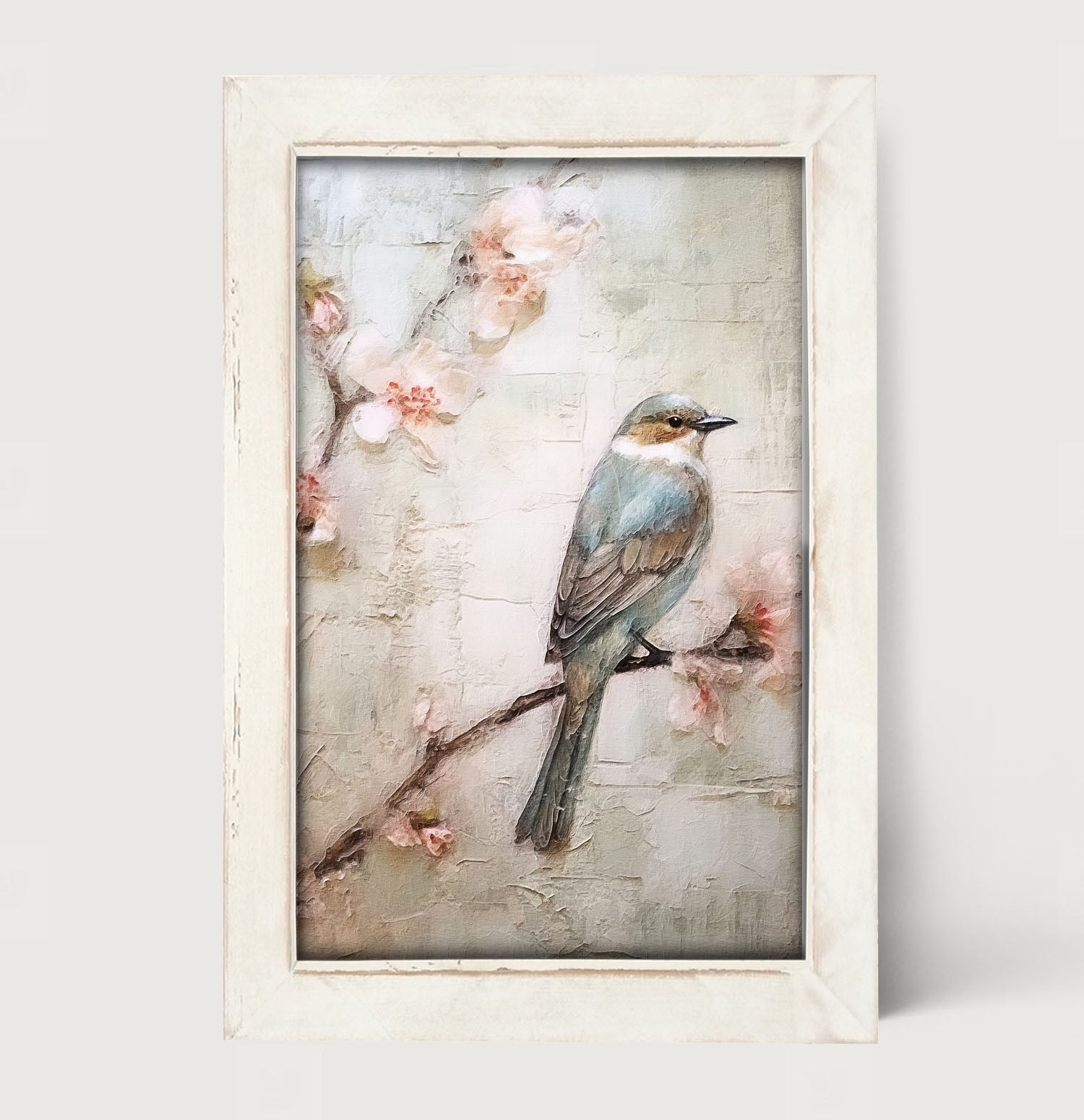 Blue bird on branch - Framed art
