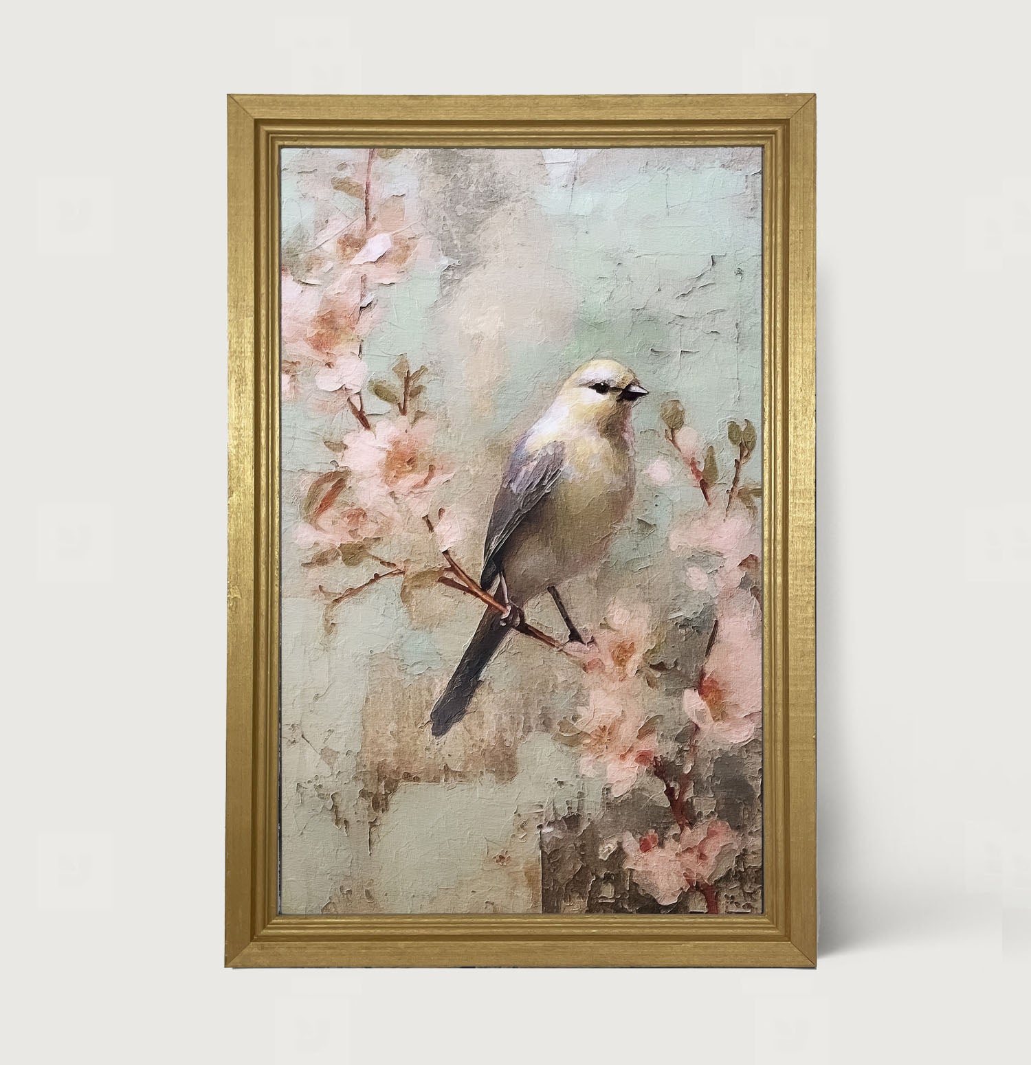 Yellow bird with blue wings - Framed art