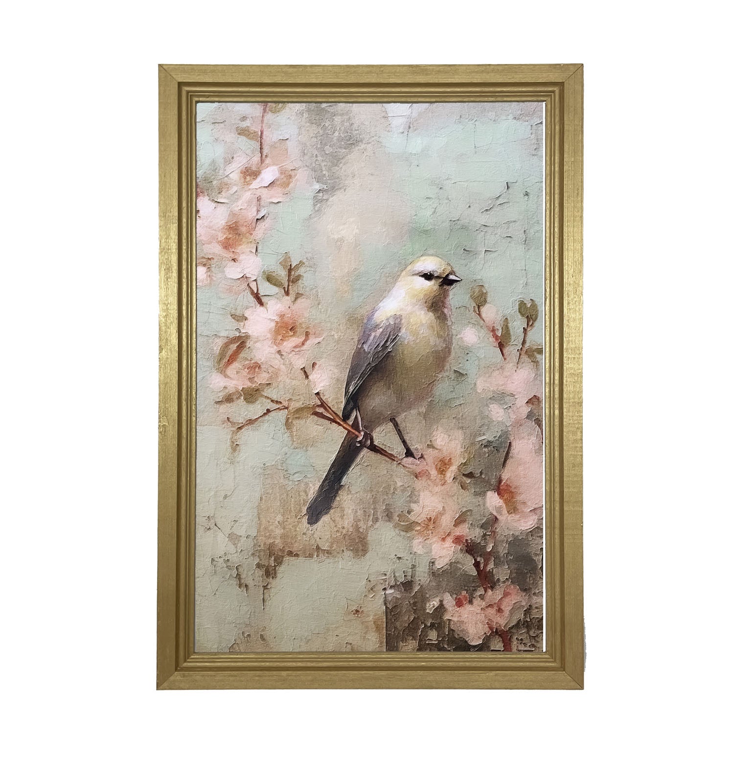 Yellow bird with blue wings - Framed art