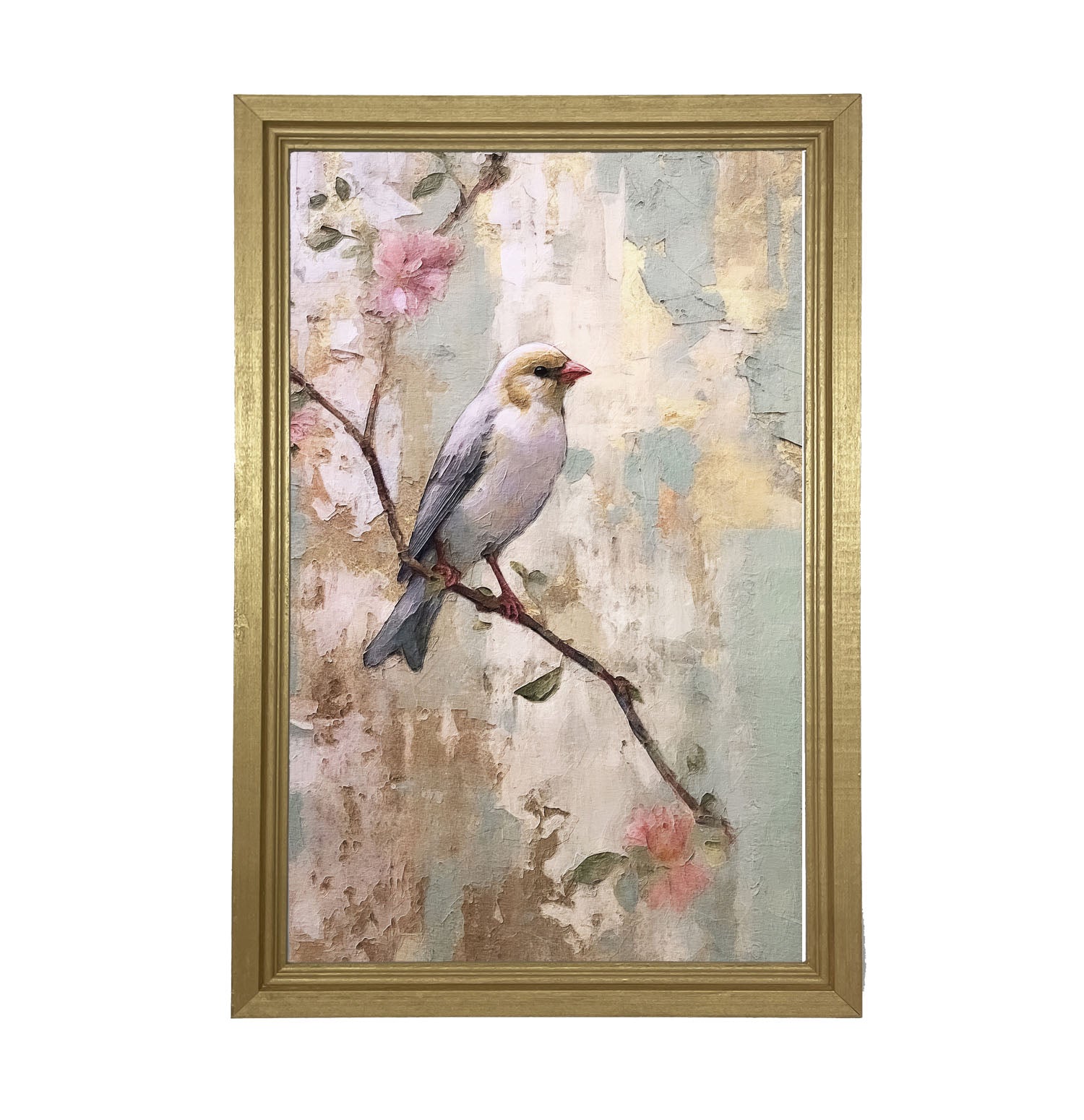 White bird with blue wings - Framed Art