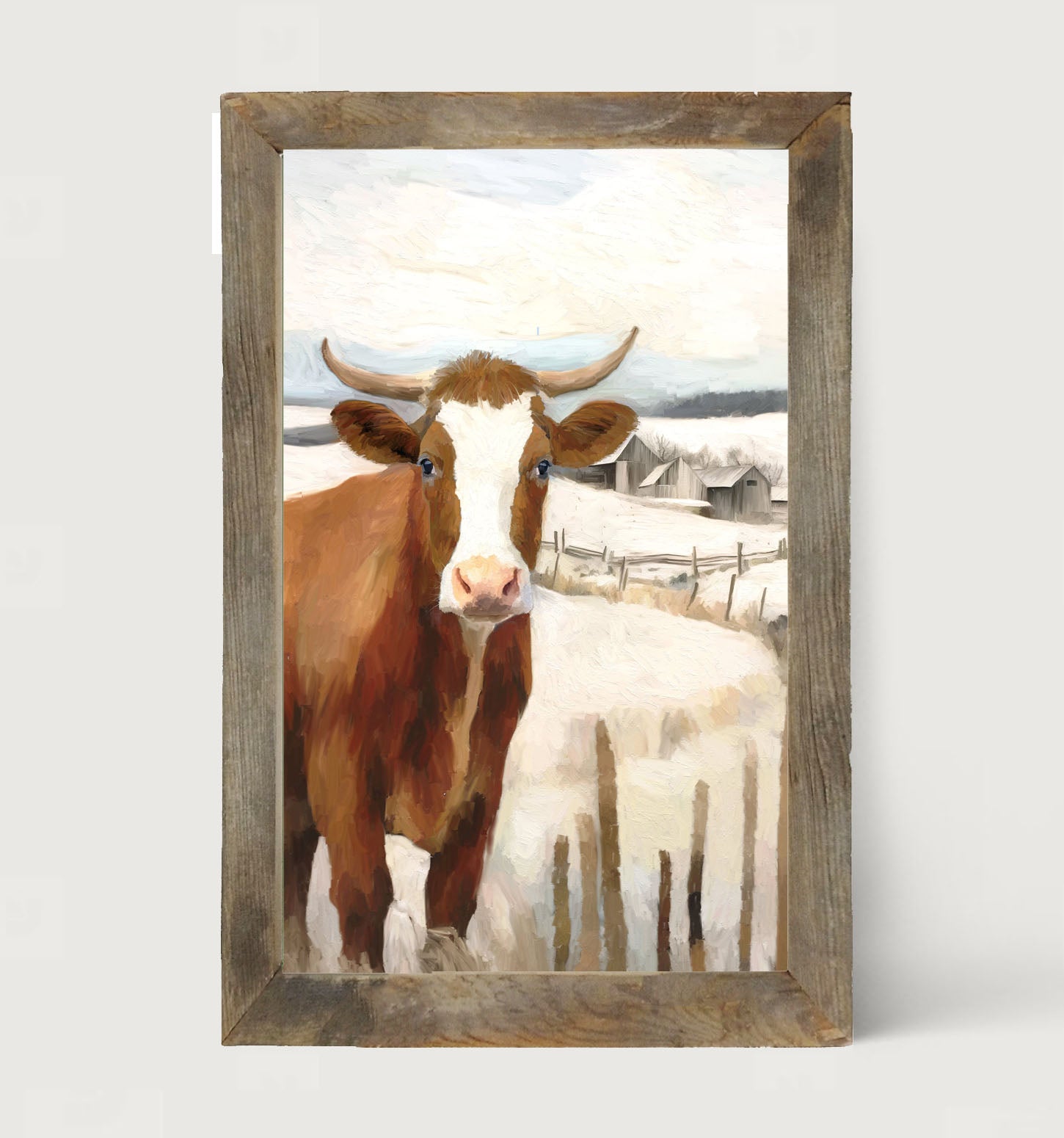 Cow near Fence - Framed Art