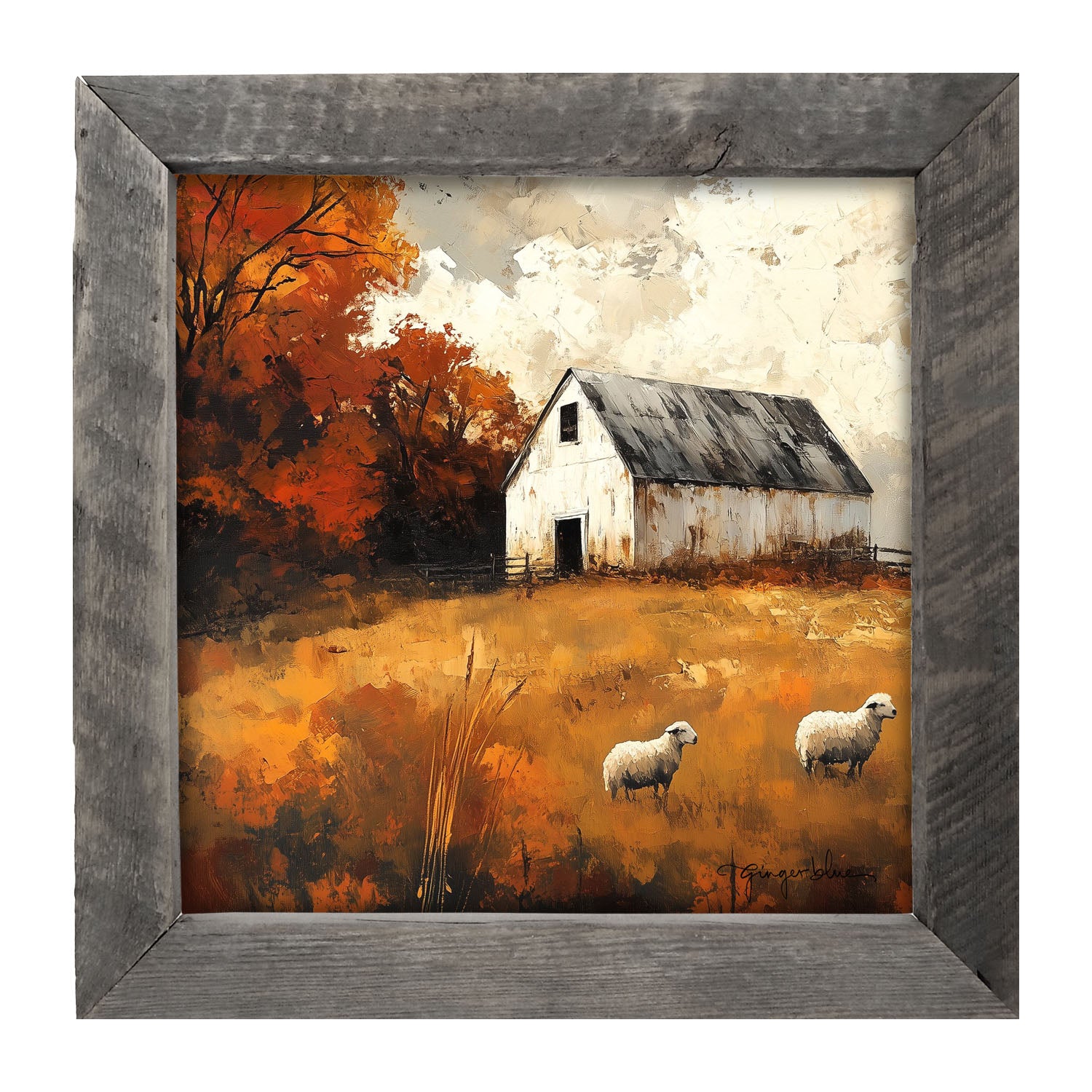 Sheep in Autumn - Framed Art