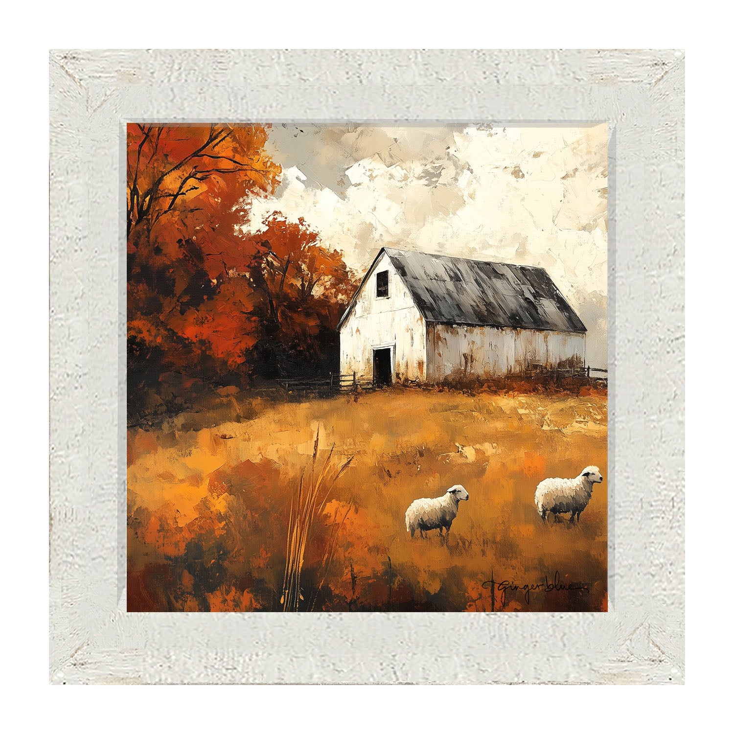 Sheep in Autumn - Framed Art