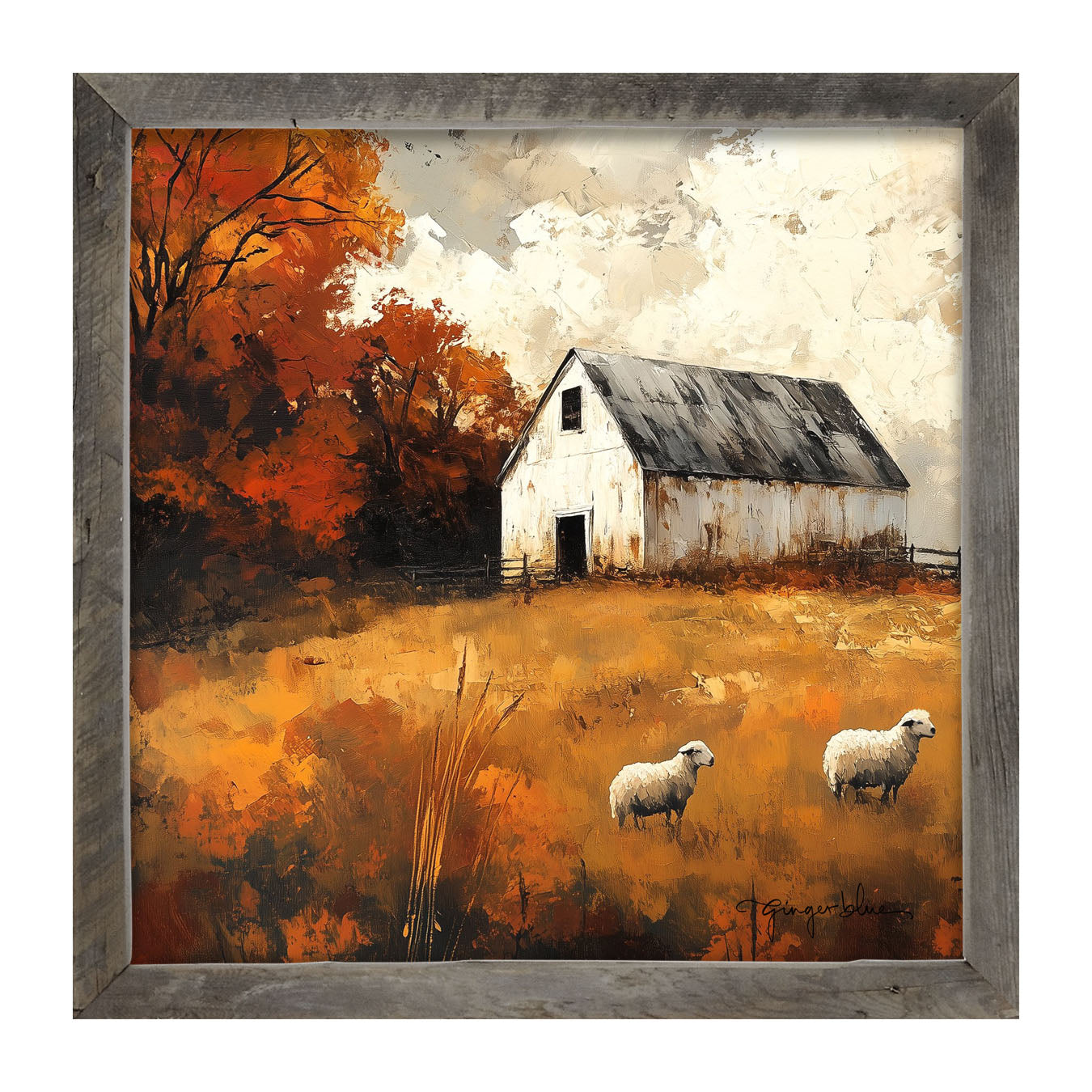 Sheep in Autumn - Framed Art