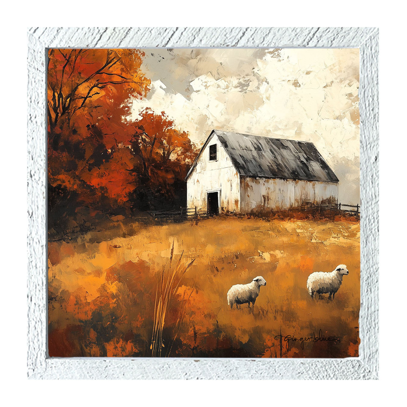 Sheep in Autumn - Framed Art
