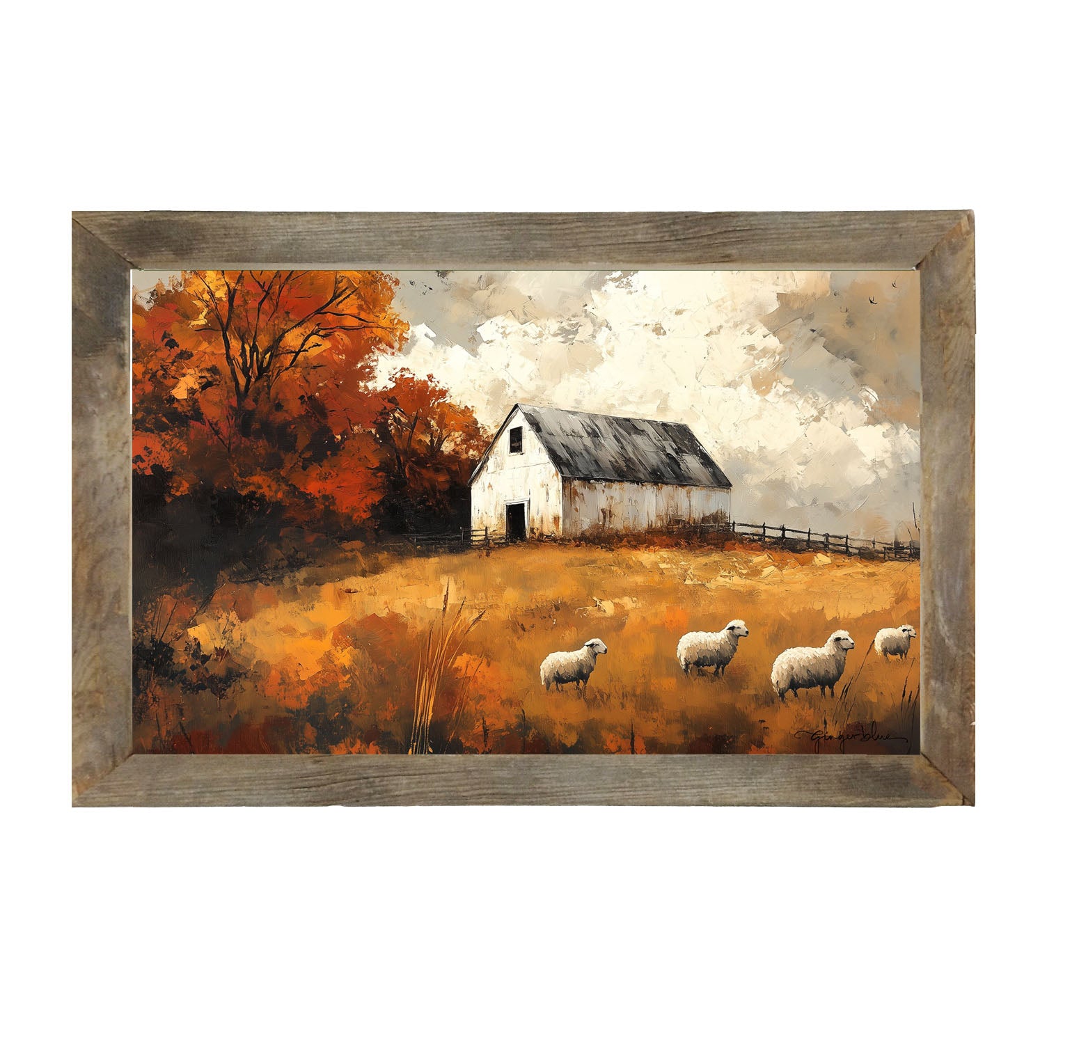 Sheep in Autumn - Framed Art