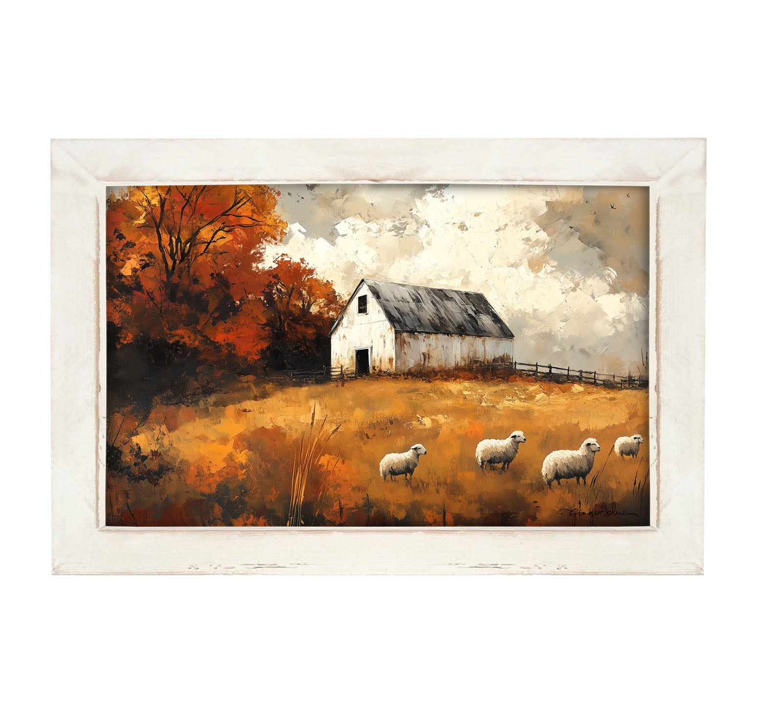 Sheep in Autumn - Framed Art