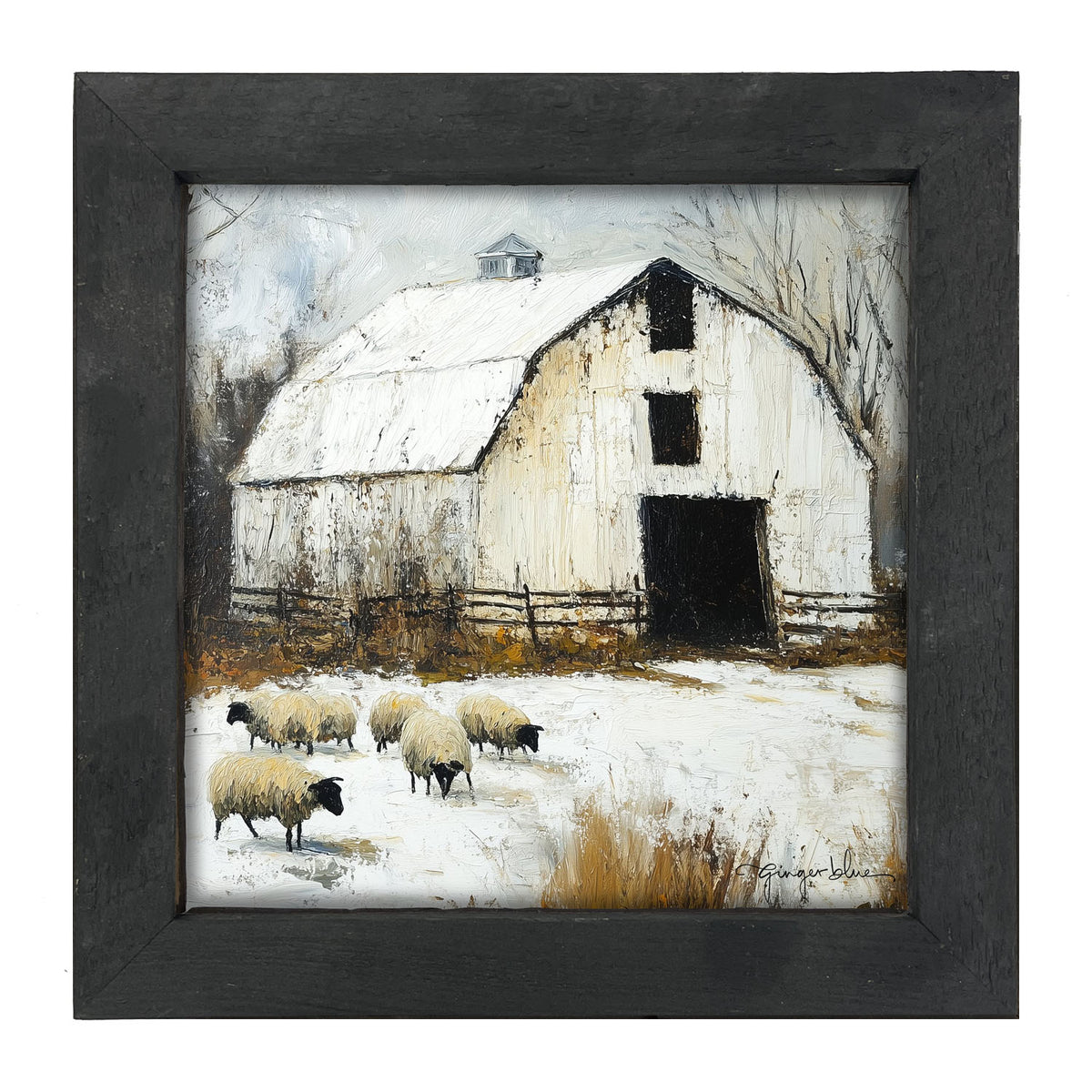 Sheep in Winter - Framed Art