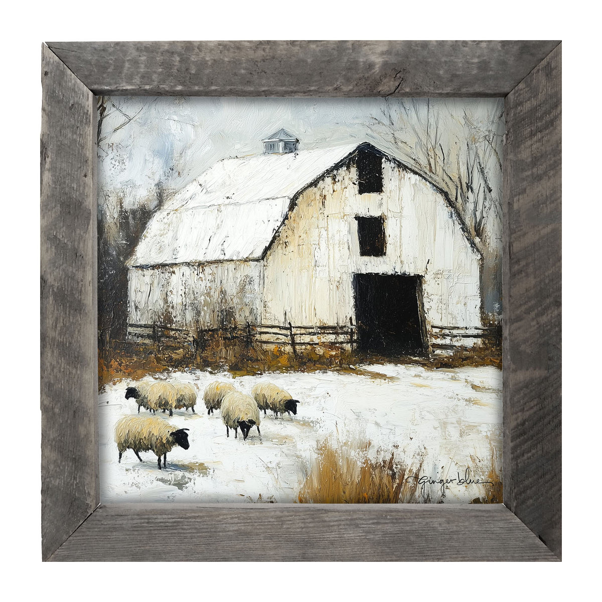 Sheep in Winter - Framed Art