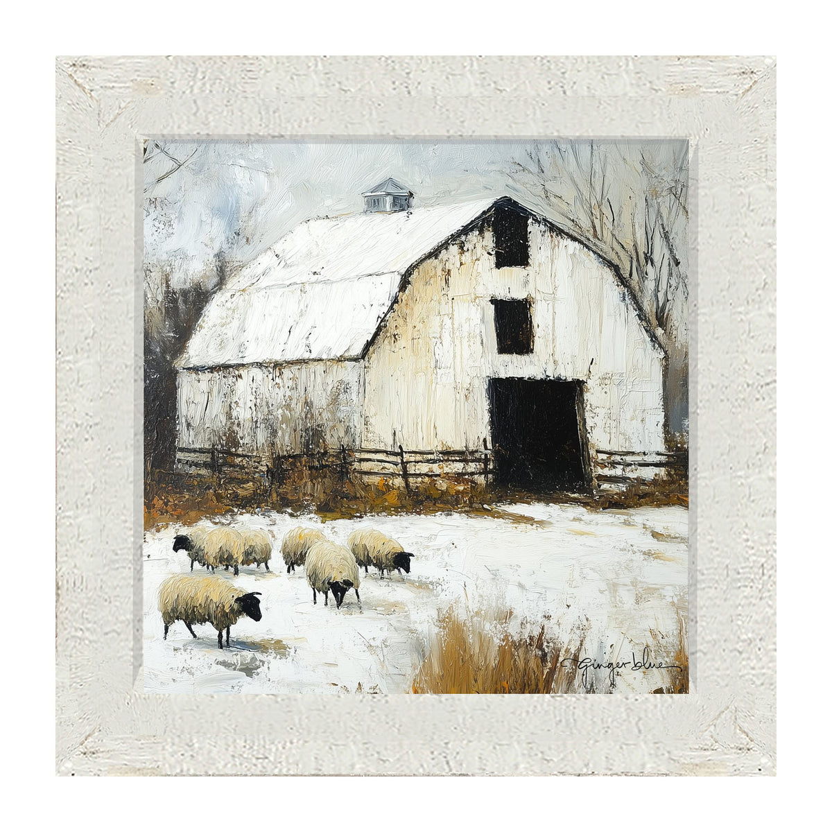 Sheep in Winter - Framed Art