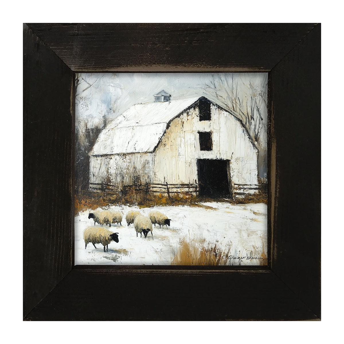 Sheep in Winter - Framed Art