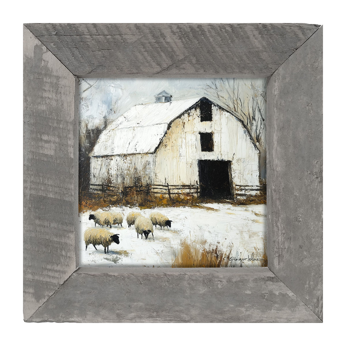 Sheep in Winter - Framed Art