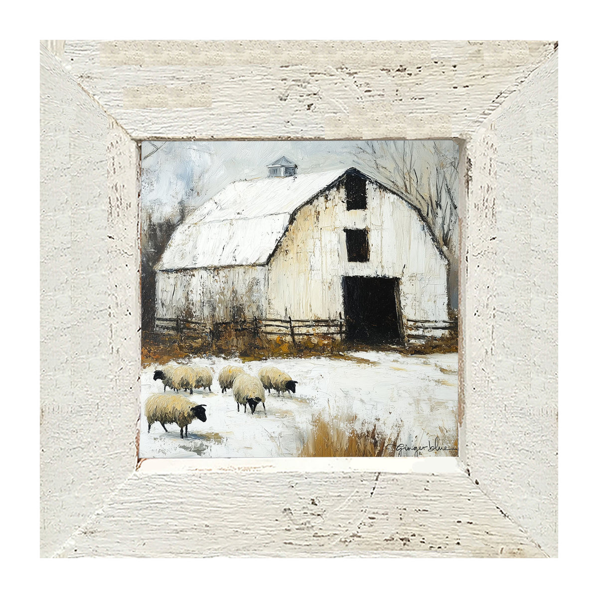 Sheep in Winter - Framed Art