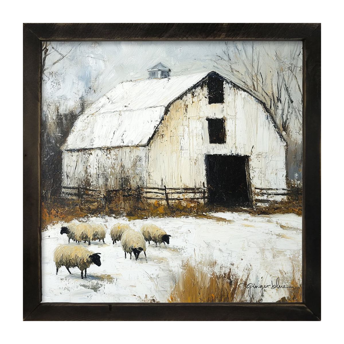 Sheep in Winter - Framed Art