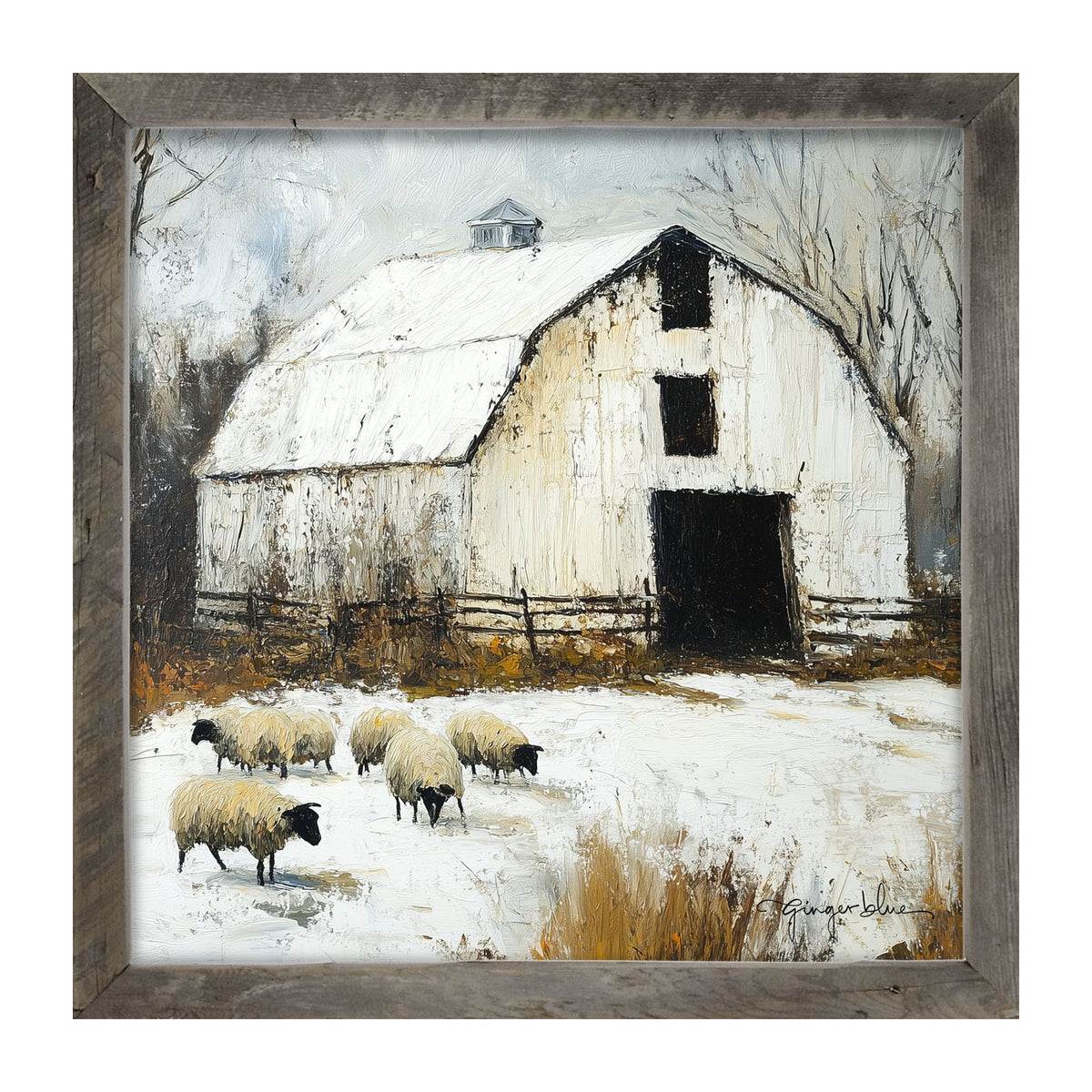 Sheep in Winter - Framed Art
