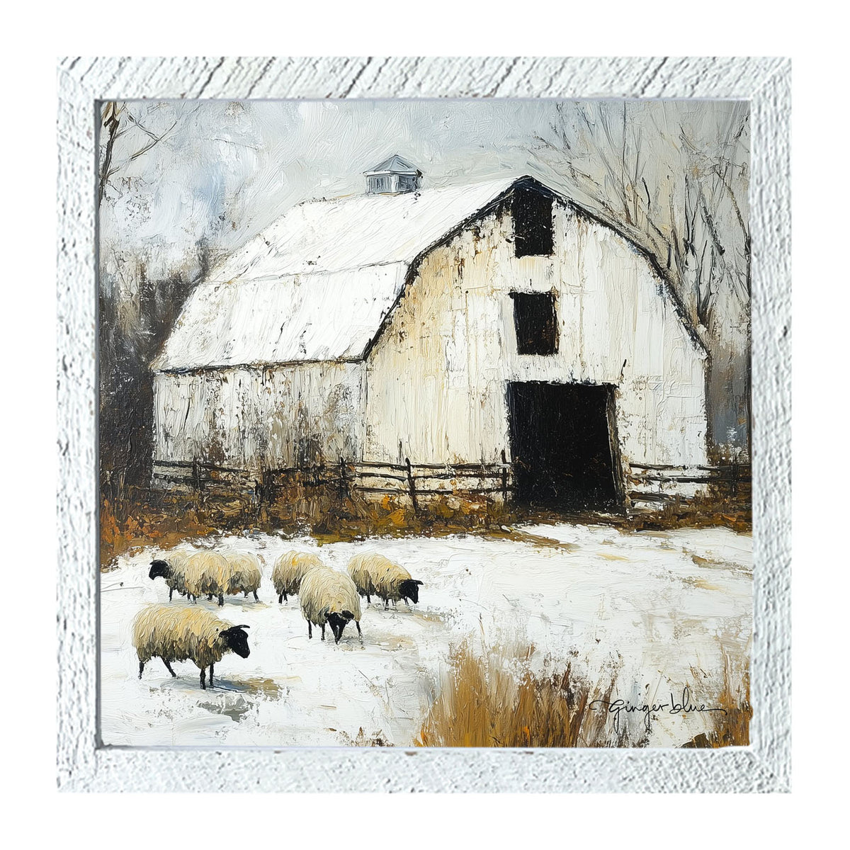 Sheep in Winter - Framed Art