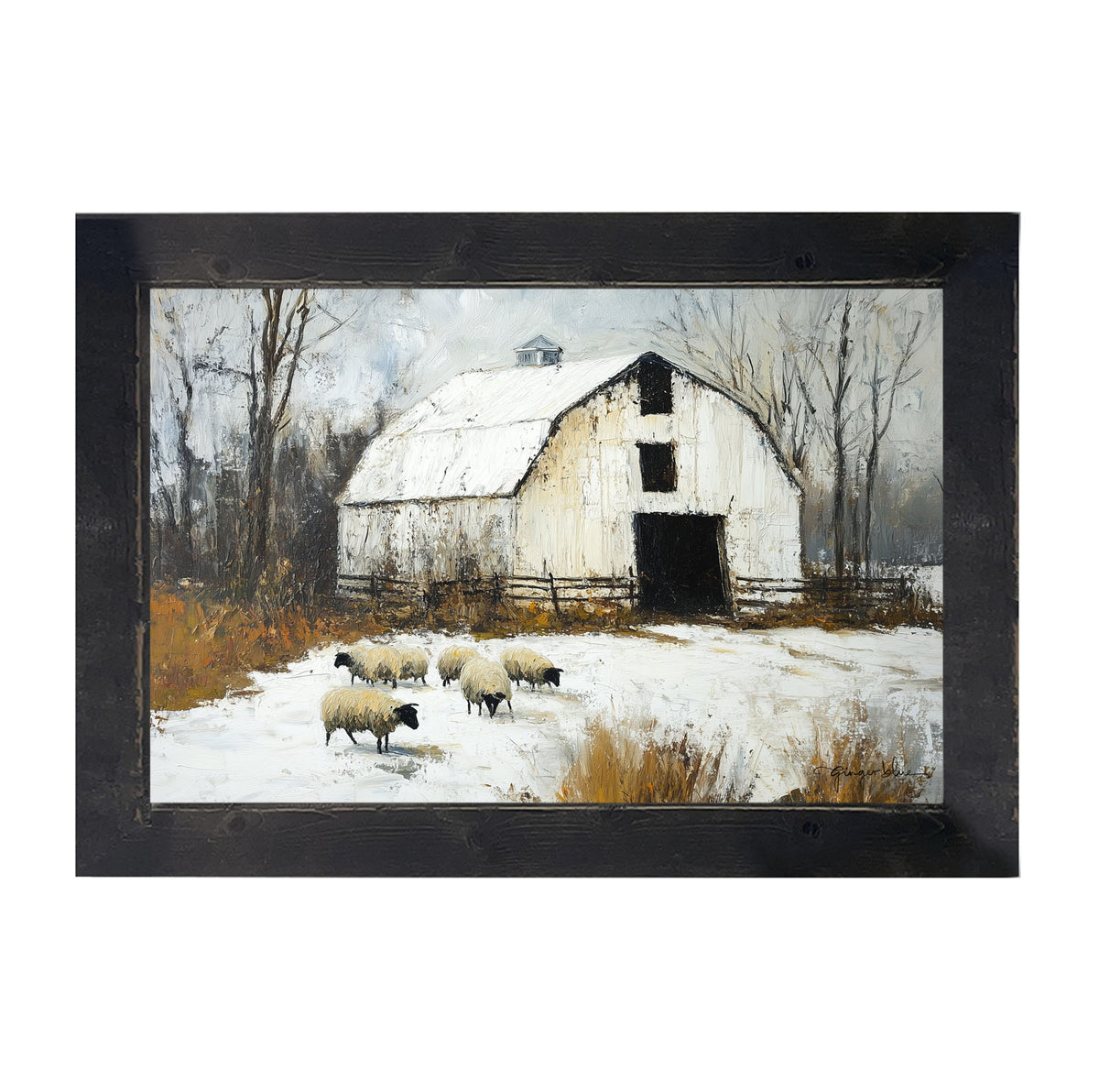 Sheep in Winter - Framed Art