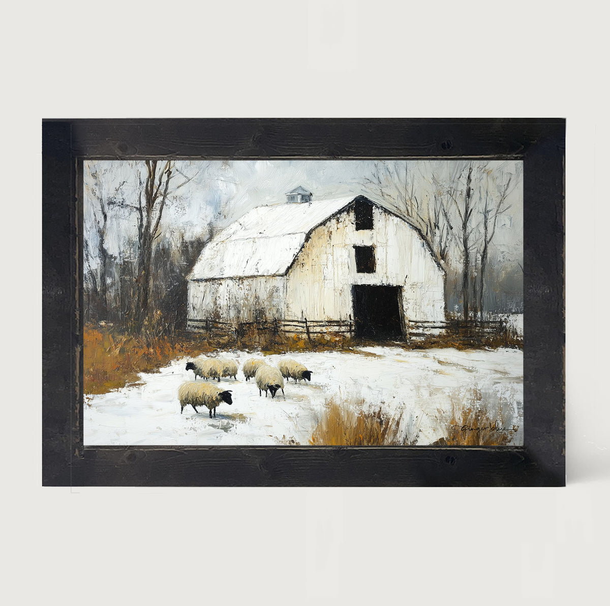Sheep in Winter - Framed Art