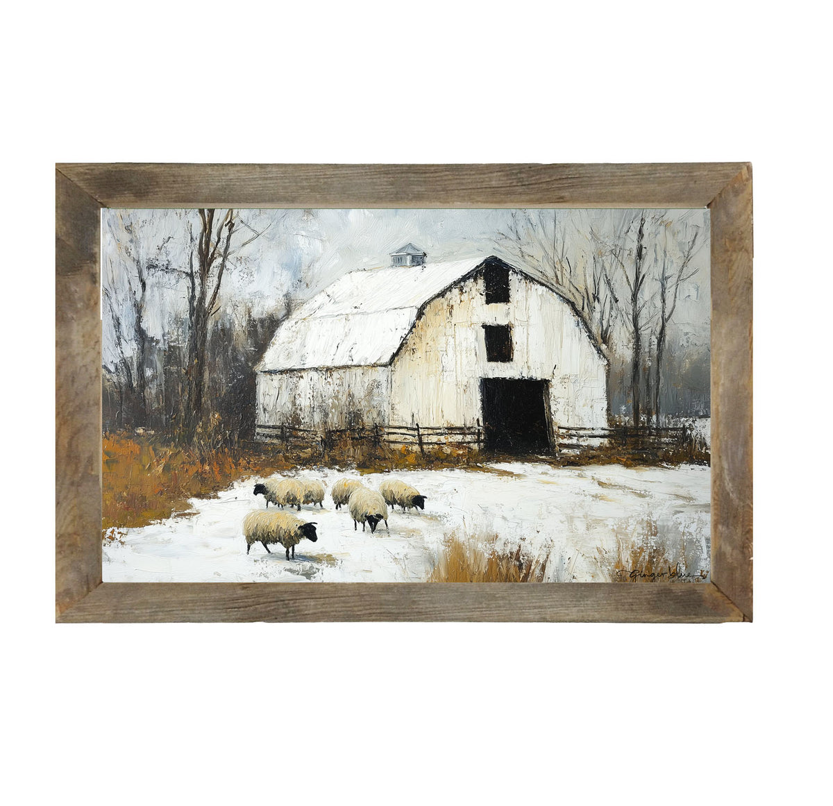 Sheep in Winter - Framed Art