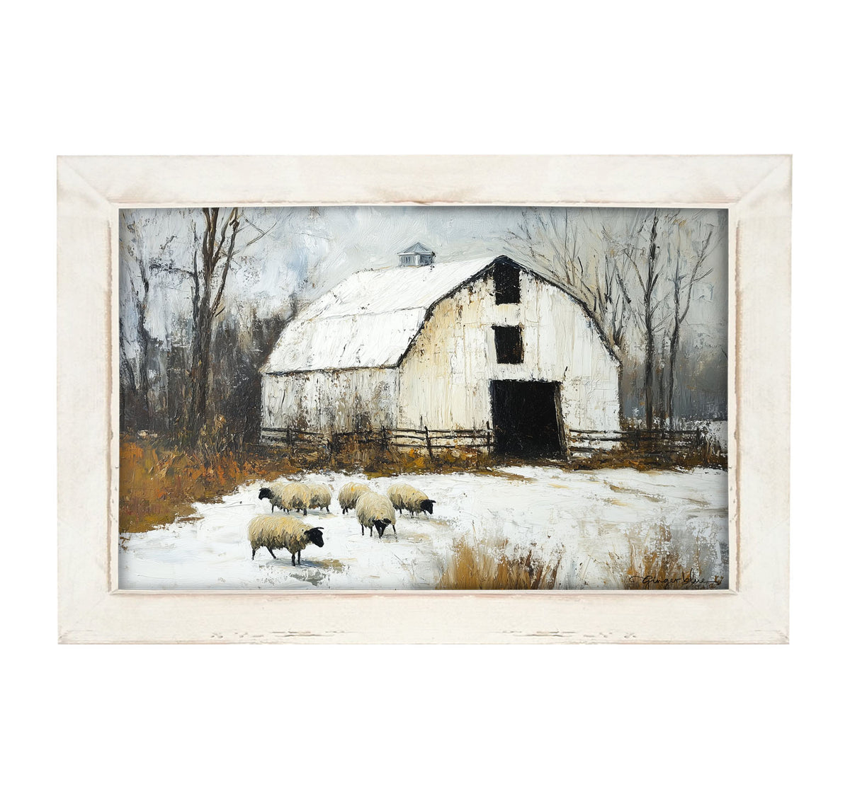 Sheep in Winter - Framed Art
