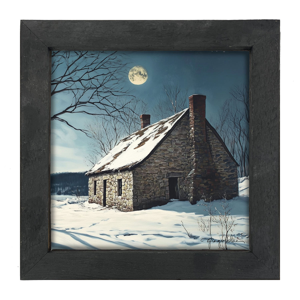 Moon-lit Country House - Framed Art