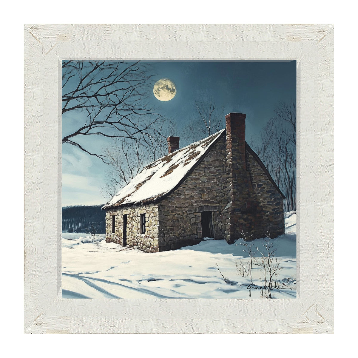 Moon-lit Country House - Framed Art