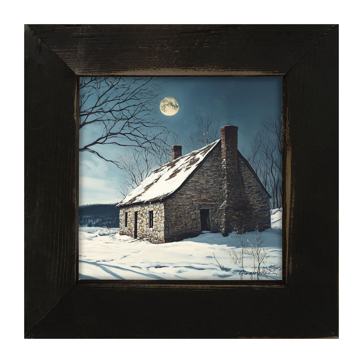 Moon-lit Country House - Framed Art