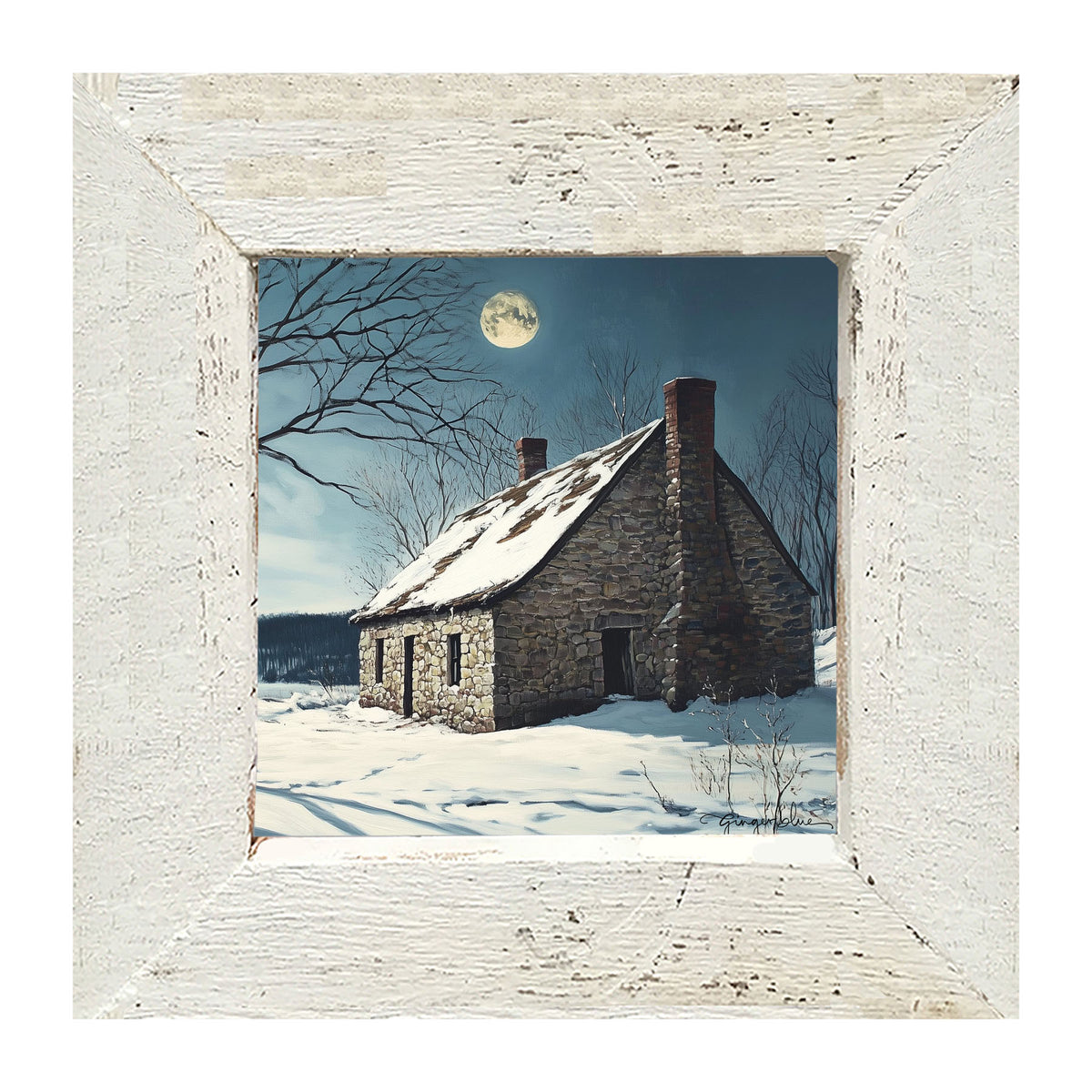 Moon-lit Country House - Framed Art