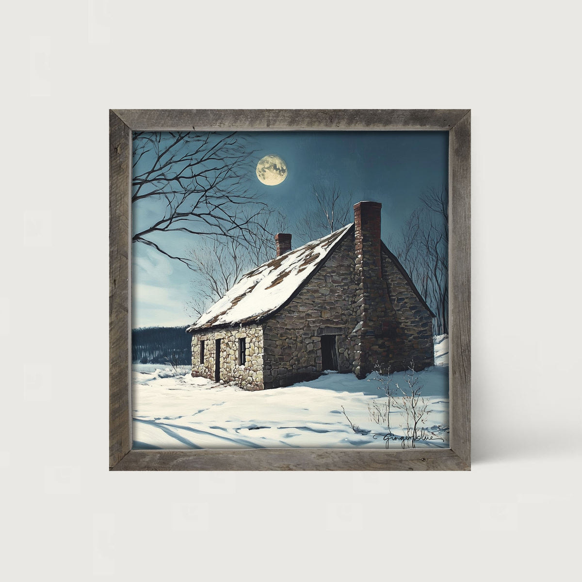 Moon-lit Country House - Framed Art