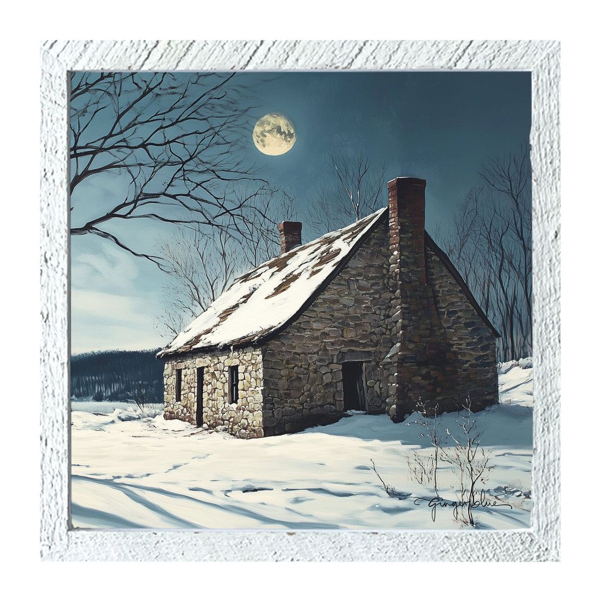 Moon-lit Country House - Framed Art
