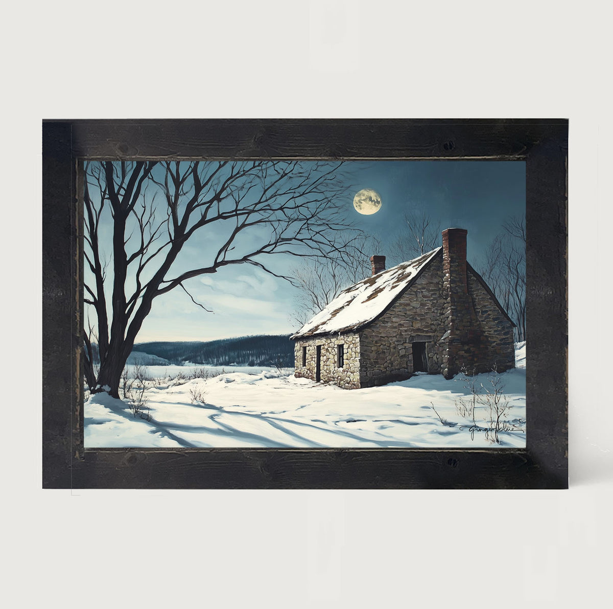 Moon-lit Country House - Framed Art