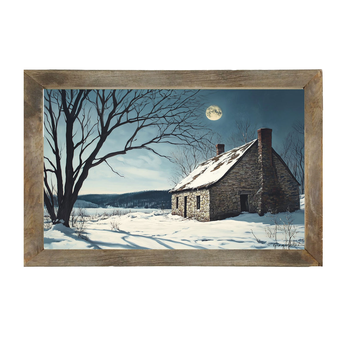 Moon-lit Country House - Framed Art