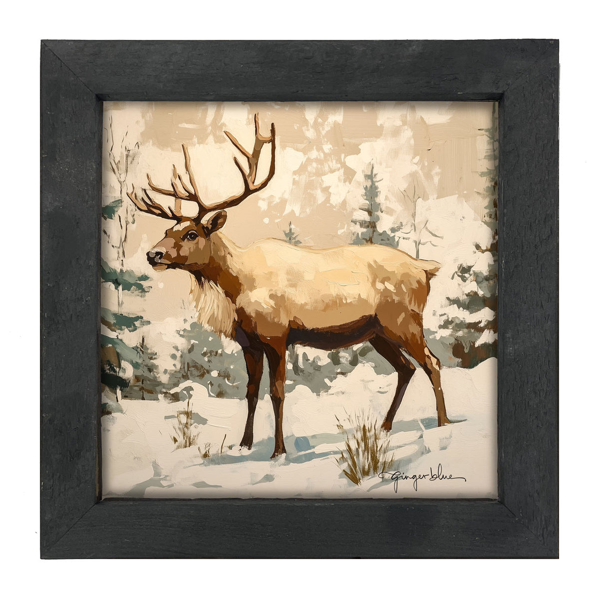 Adirondack Reindeer in Forest - Framed Art