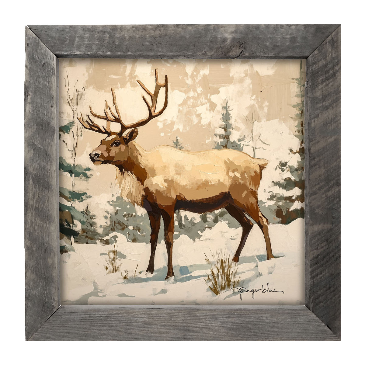 Adirondack Reindeer in Forest - Framed Art