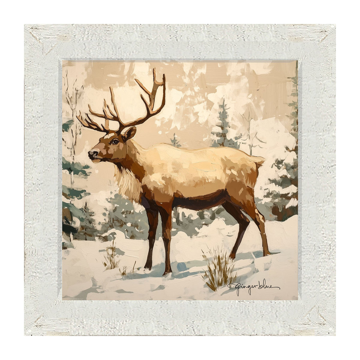 Adirondack Reindeer in Forest - Framed Art
