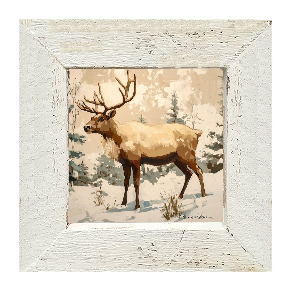 Adirondack Reindeer in Forest - Framed Art