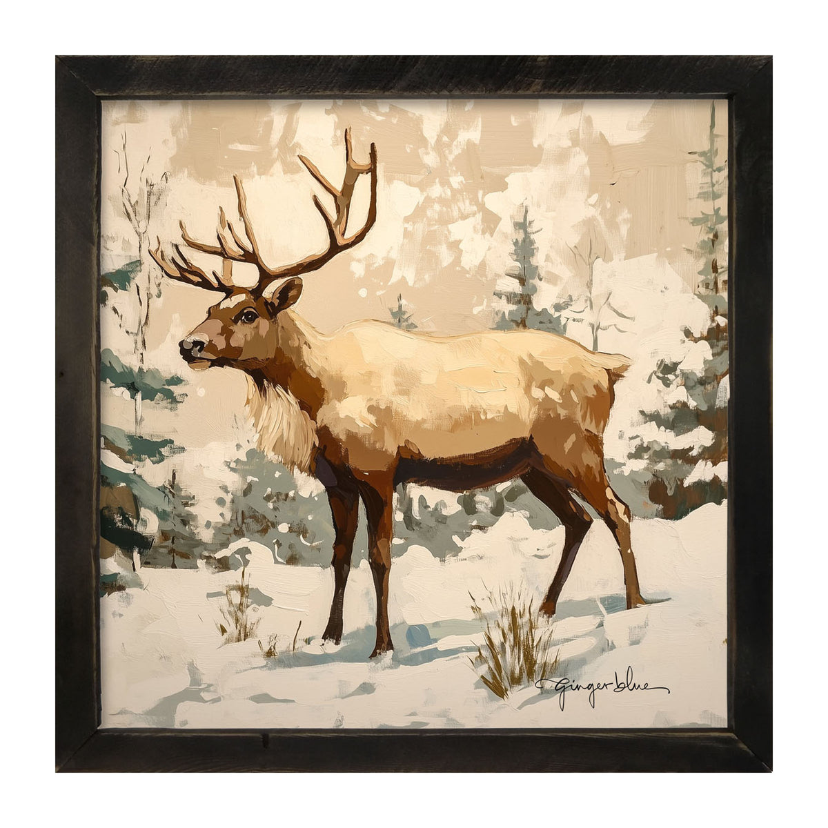 Adirondack Reindeer in Forest - Framed Art
