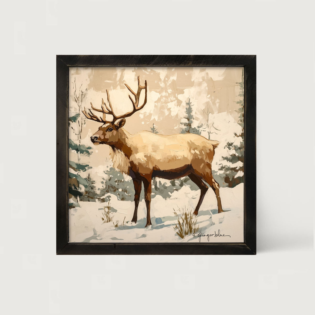 Adirondack Reindeer in Forest - Framed Art
